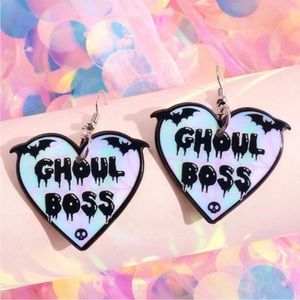 SOO CUTE!! NEW!! Ghoul Boss Dangle Earrings Halloween Girl Boss Ghost Spooky